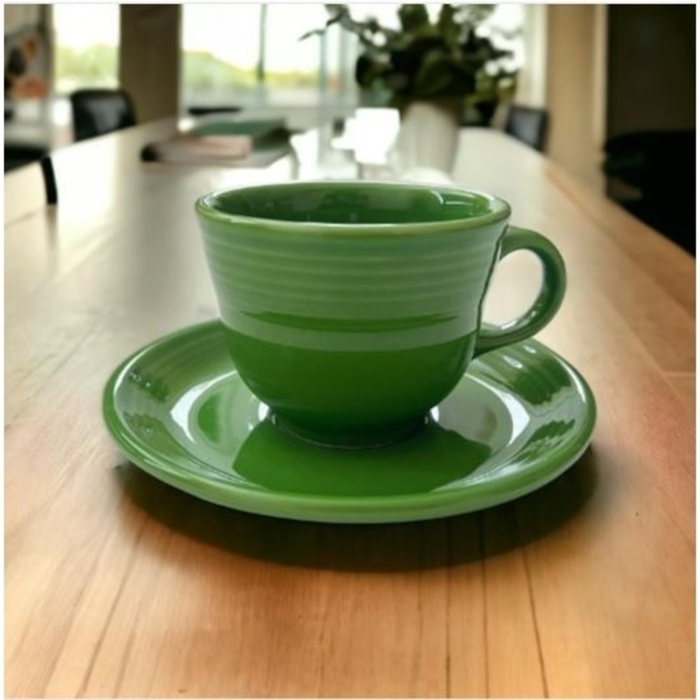 VTG‎ Fiestaware Forest Green Tea Cup and 6" Saucer Homer Laughlin Co 1950's
